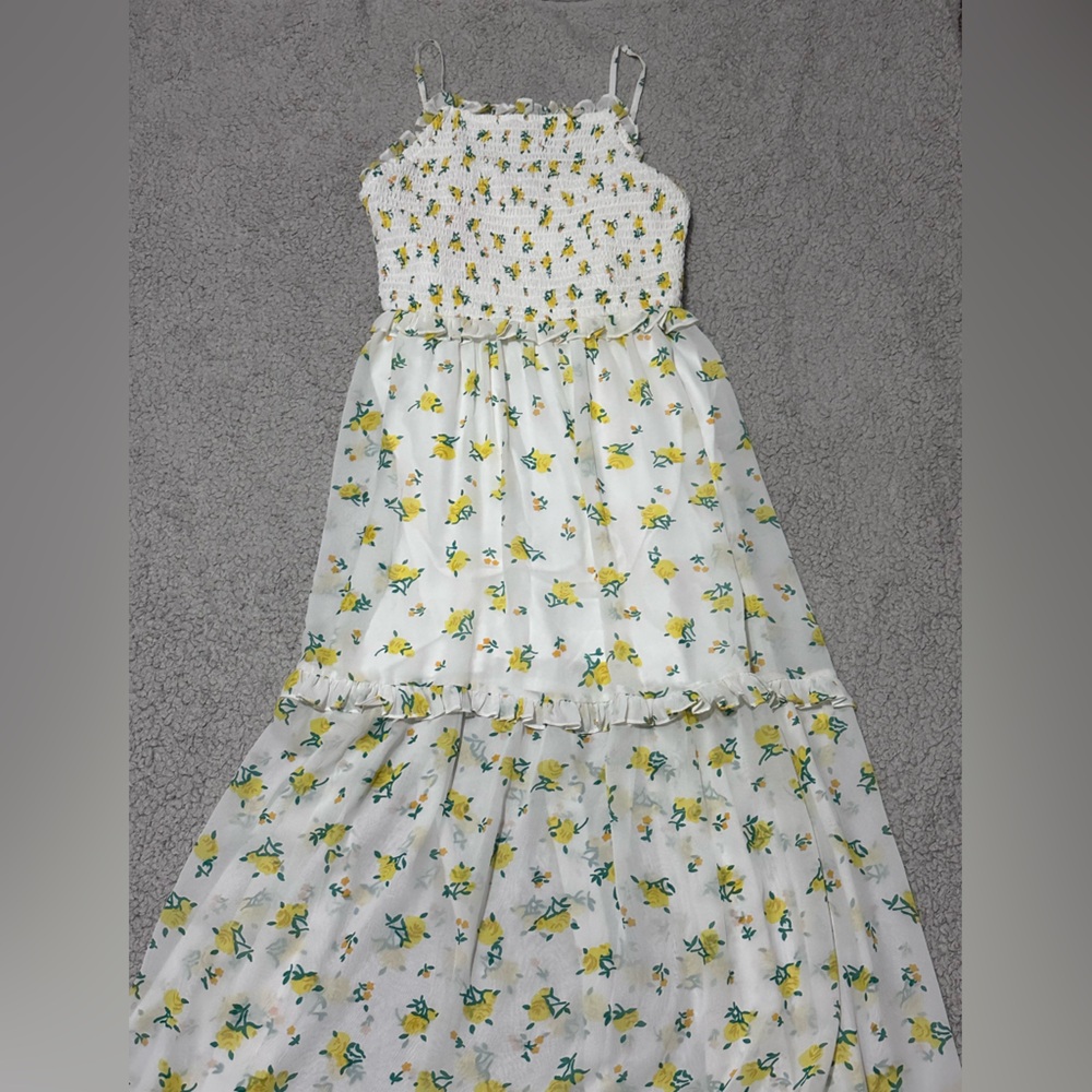 Betsey Johnson White and Yellow Floral Maxi Dress